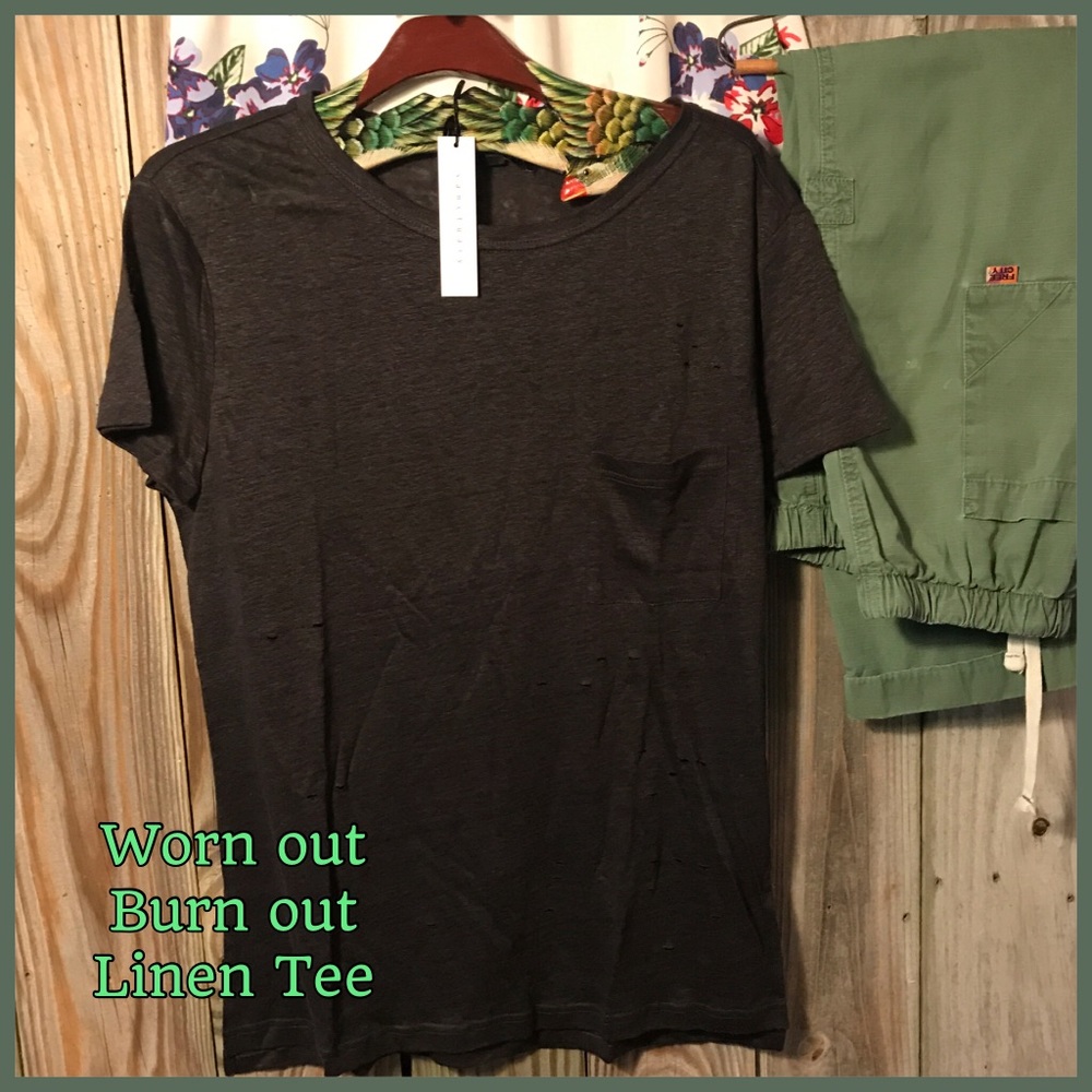 💥 Favorite Worn-out Burn-out Linen Boyfriend T 💥